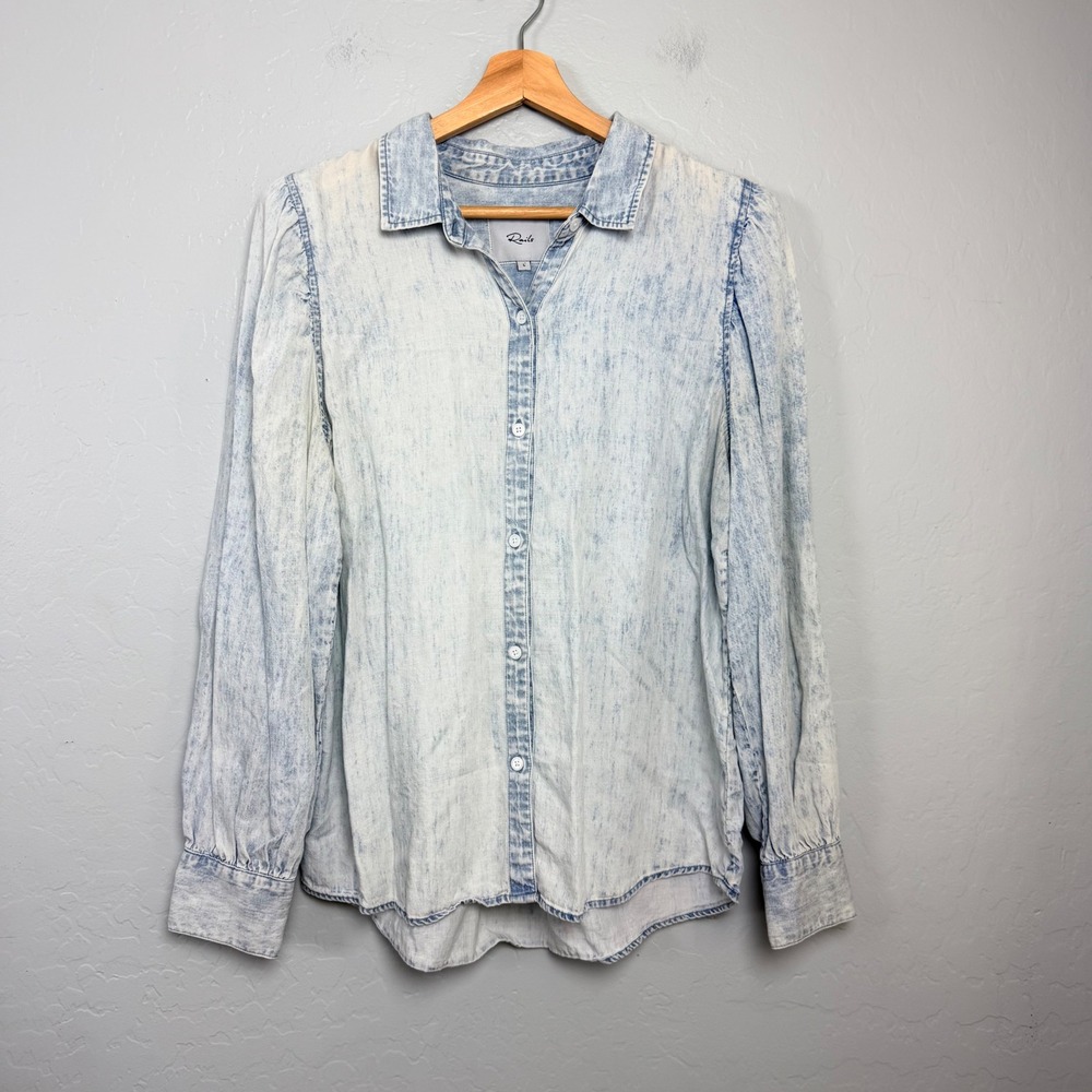 Rails Angelica Light Acid Wash Tencel Linen Button Down Shirt Large